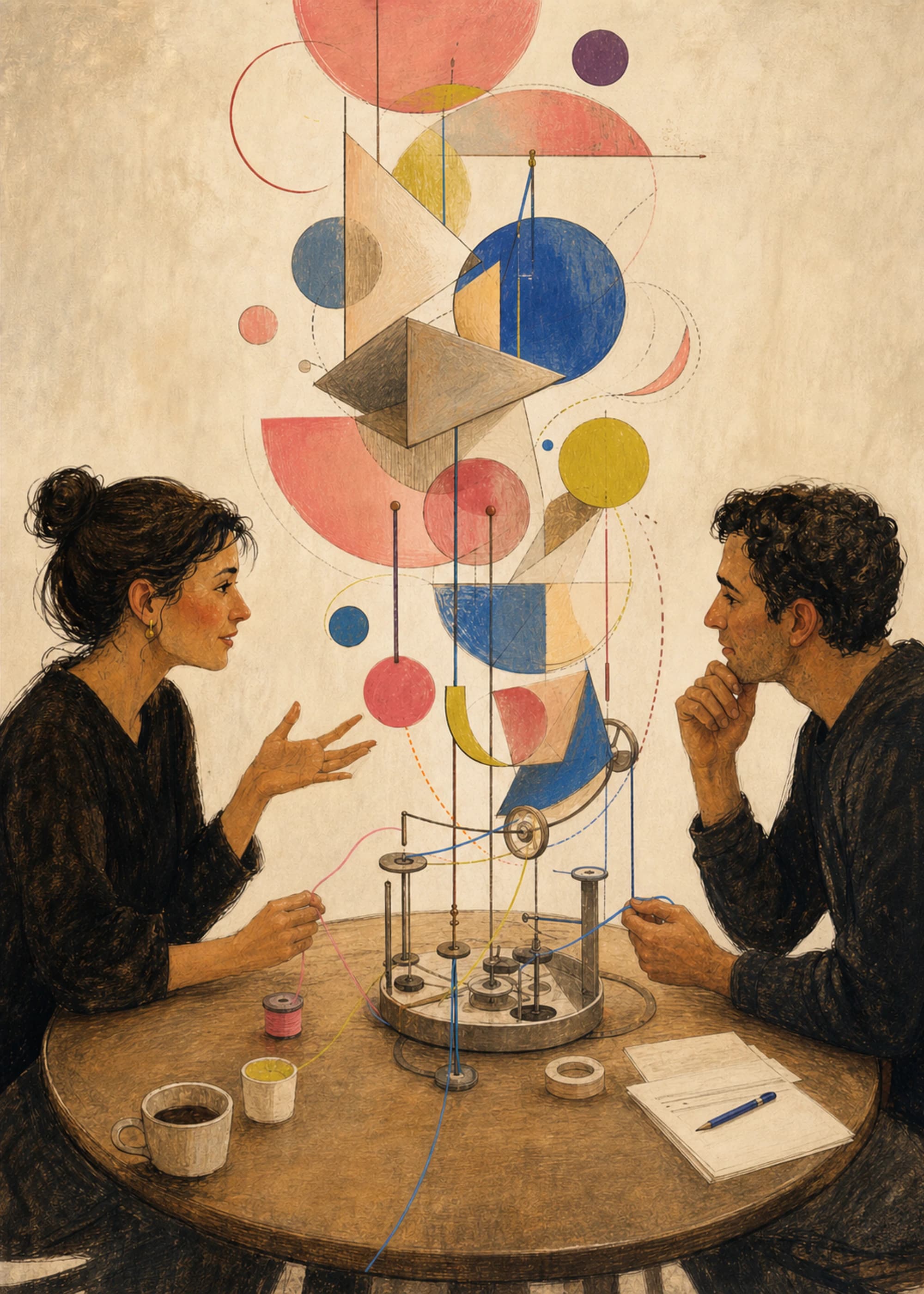 Conversation Engine — Hero Study, a warm-and-cool PosterBloom art print