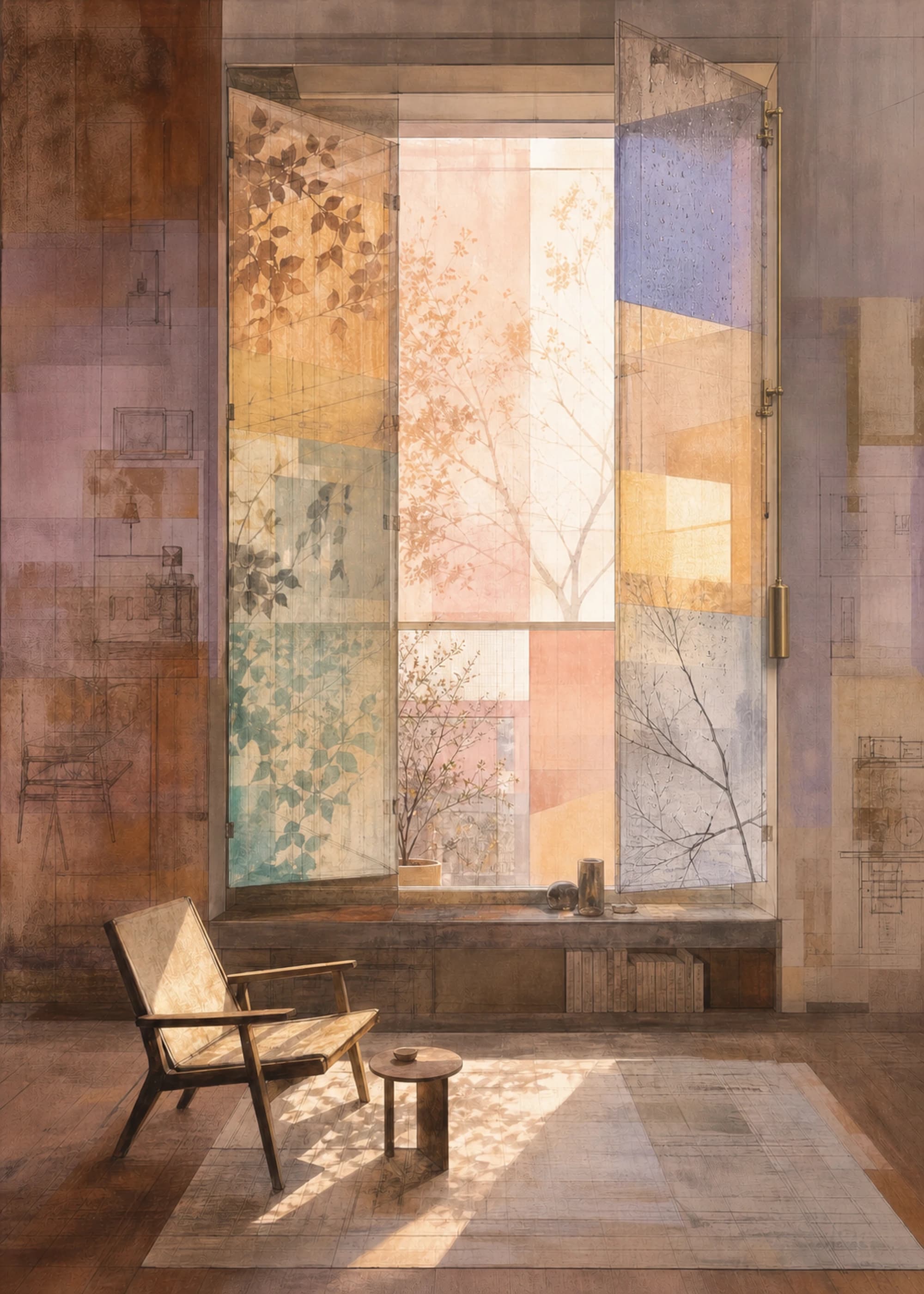 Window Remembers Hinge, a collage-influenced PosterBloom art print