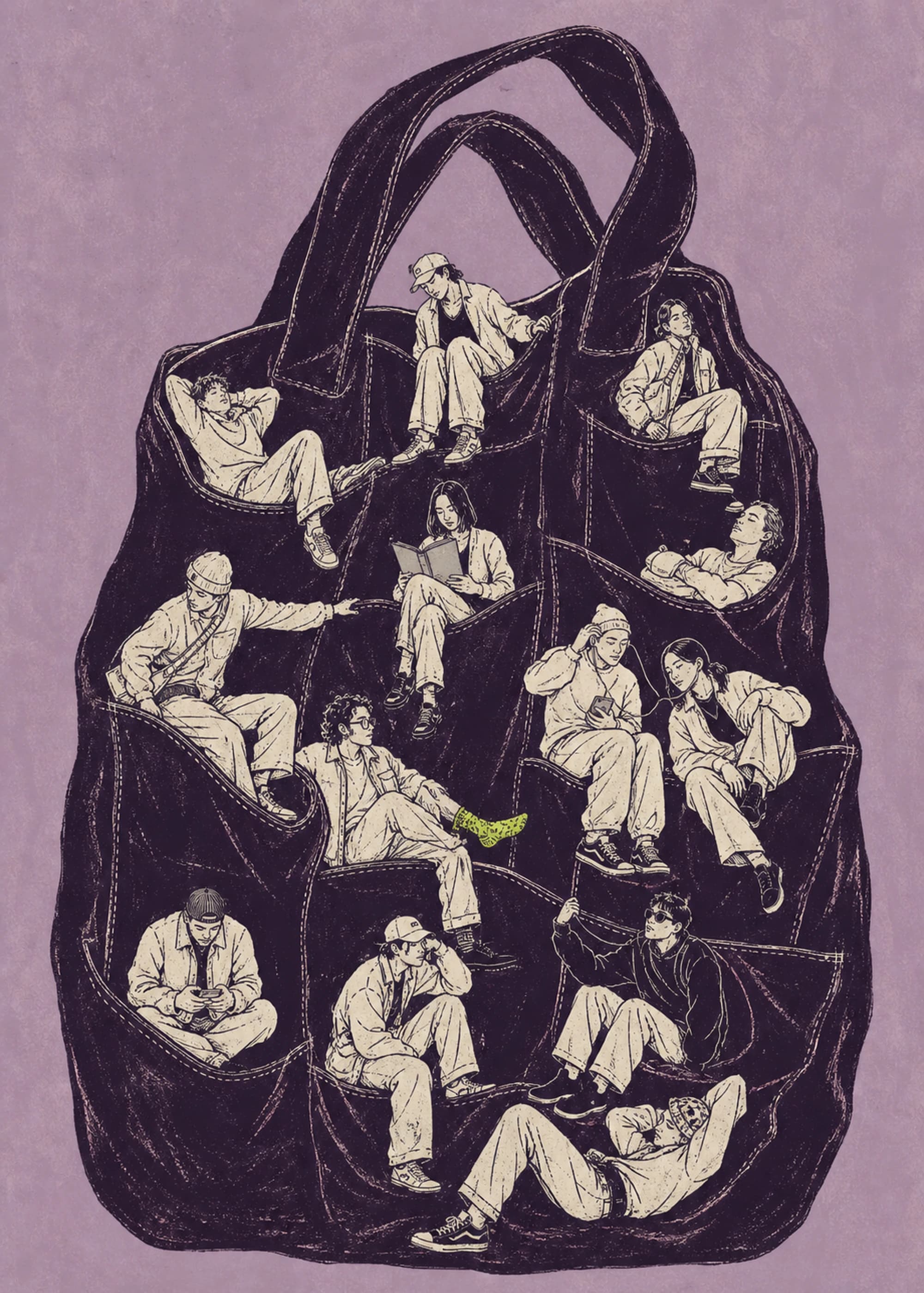 Everyone's in the Tote — framed Figurative art print