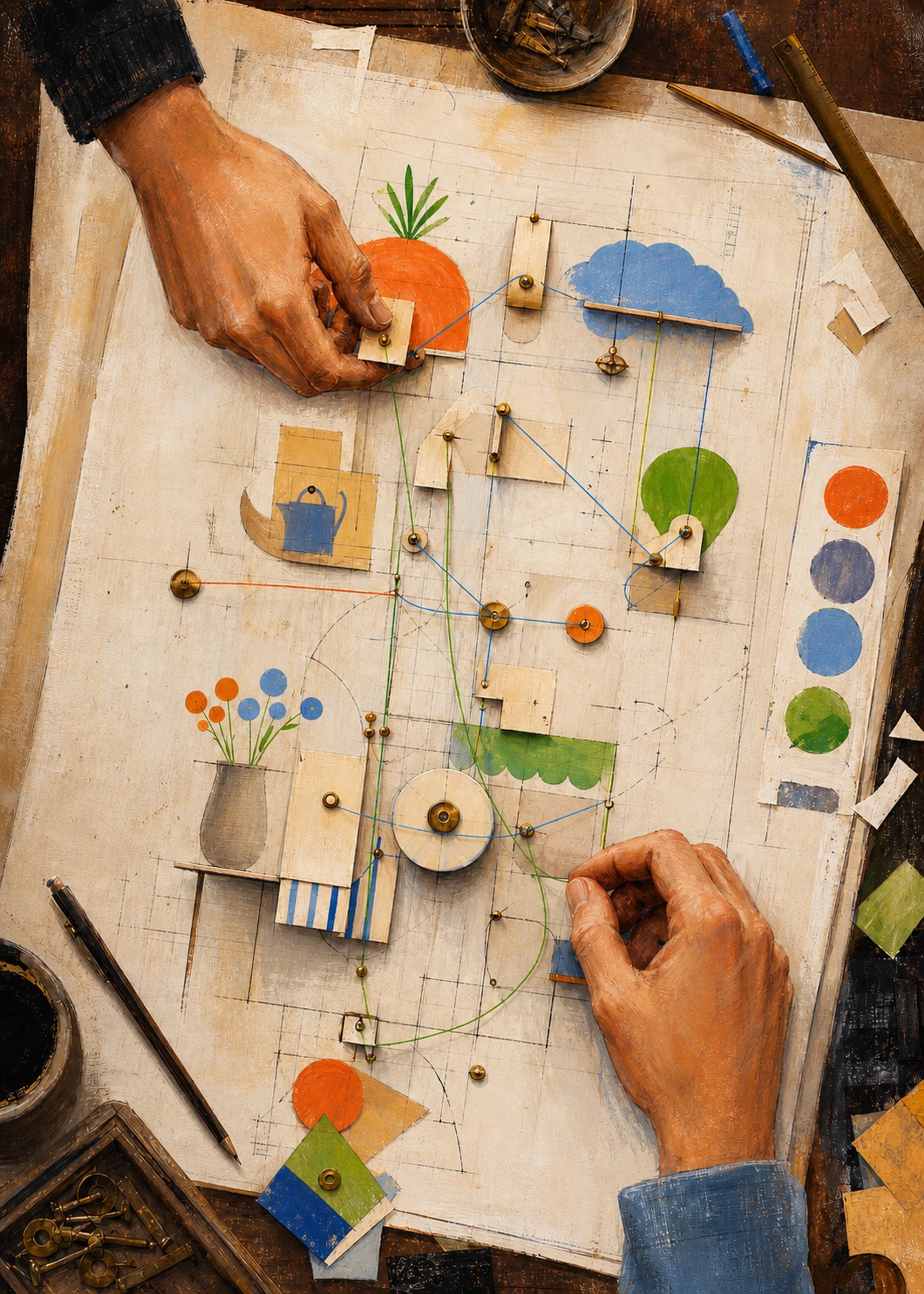 Shared Circuit — Color Study — framed Soft Systems art print